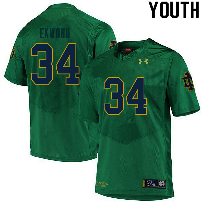 Youth NCAA Notre Dame Fighting Irish #34 Osita Ekwonu Stitched College Under Armour Authentic Green Football Jersey FQ10V24ZM